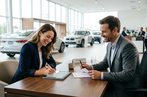 Customer getting answers about their car loan